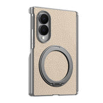 For Samsung Galaxy Z Fold8 Magnetic Case Litchi Texture Leather Phone Cover with 360 Rotating Ring Kickstand