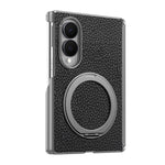 For Samsung Galaxy Z Fold8 Magnetic Case Litchi Texture Leather Phone Cover with 360 Rotating Ring Kickstand