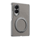 For Samsung Galaxy Z Fold8 Magnetic Case Litchi Texture Leather Phone Cover with 360 Rotating Ring Kickstand