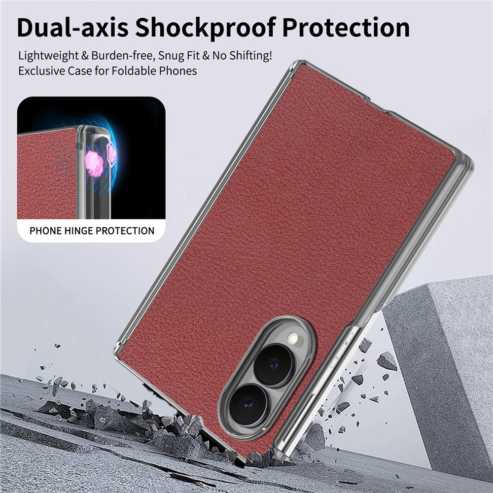 For Samsung Galaxy Z Fold8 Case Magnetic Center Pivot Litchi Texture Leather Protective Back Cover