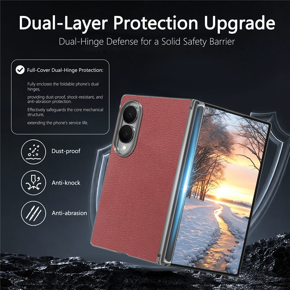 For Samsung Galaxy Z Fold8 Case Magnetic Center Pivot Litchi Texture Leather Protective Back Cover