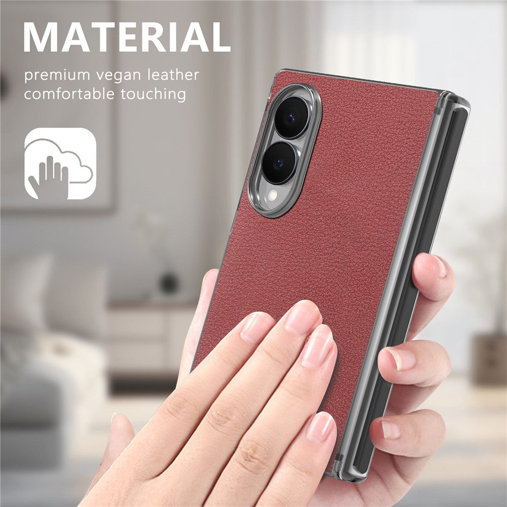 For Samsung Galaxy Z Fold8 Case Magnetic Center Pivot Litchi Texture Leather Protective Back Cover
