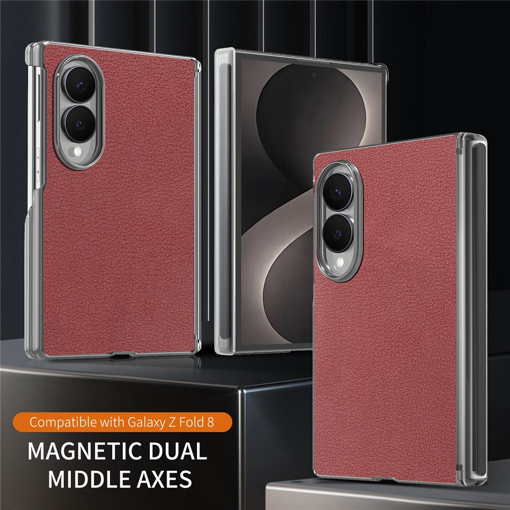 For Samsung Galaxy Z Fold8 Case Magnetic Center Pivot Litchi Texture Leather Protective Back Cover