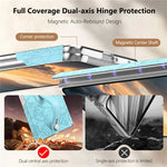 For Samsung Galaxy Z Fold8 Case Flower Leaf Embossed Dual-Axis Hinge Protection Leather Back Cover with Wrist Strap
