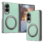 For Samsung Galaxy Z Fold8 Magnetic Case Litchi Texture Leather Phone Cover with 360 Rotating Ring Kickstand