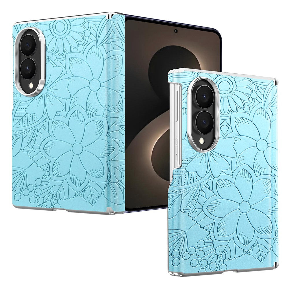 For Samsung Galaxy Z Fold8 Magnetic Case Embossed Floral Electroplated Dual-Axis Anti-Drop Phone Cover