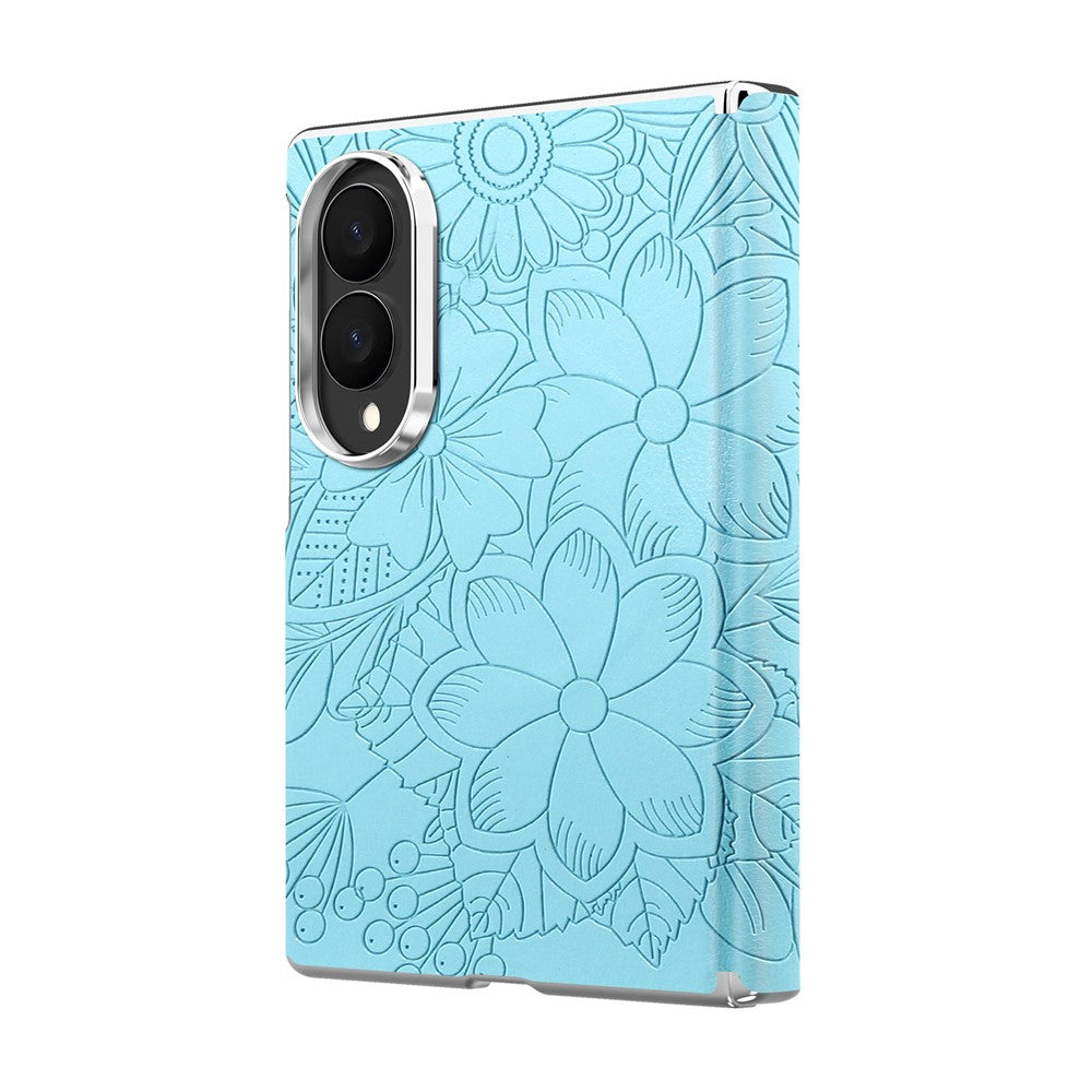 For Samsung Galaxy Z Fold8 Magnetic Case Embossed Floral Electroplated Dual-Axis Anti-Drop Phone Cover