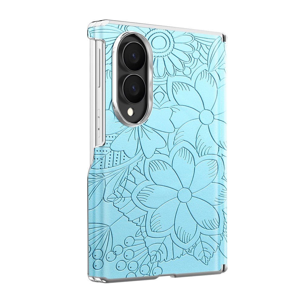 For Samsung Galaxy Z Fold8 Magnetic Case Embossed Floral Electroplated Dual-Axis Anti-Drop Phone Cover