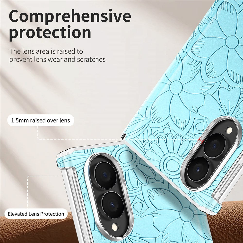 For Samsung Galaxy Z Fold8 Magnetic Case Embossed Floral Electroplated Dual-Axis Anti-Drop Phone Cover