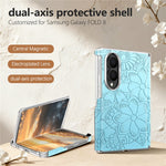 For Samsung Galaxy Z Fold8 Magnetic Case Embossed Floral Electroplated Dual-Axis Anti-Drop Phone Cover