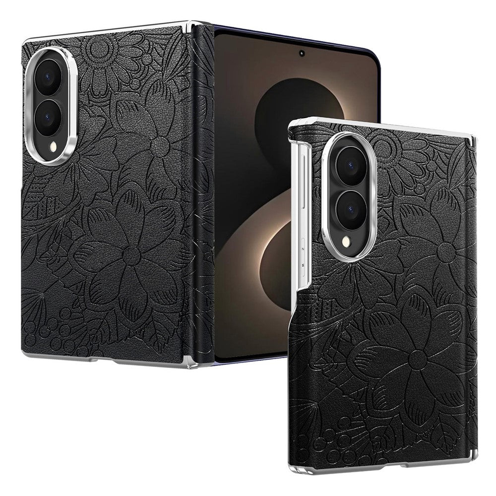 For Samsung Galaxy Z Fold8 Magnetic Case Embossed Floral Electroplated Dual-Axis Anti-Drop Phone Cover