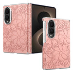 For Samsung Galaxy Z Fold8 Magnetic Case Embossed Floral Electroplated Dual-Axis Anti-Drop Phone Cover