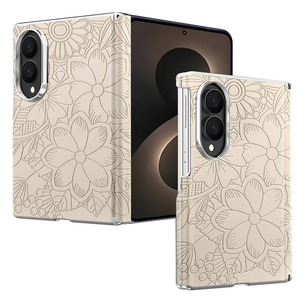 For Samsung Galaxy Z Fold8 Magnetic Case Embossed Floral Electroplated Dual-Axis Anti-Drop Phone Cover