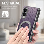 For Samsung Galaxy Z Fold8 Case Rotating Kickstand Magnetic Center Axis Shockproof Crocodile Pattern Leather Back Cover