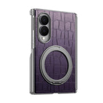 For Samsung Galaxy Z Fold8 Case Rotating Kickstand Magnetic Center Axis Shockproof Crocodile Pattern Leather Back Cover