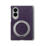 For Samsung Galaxy Z Fold8 Case Rotating Kickstand Magnetic Center Axis Shockproof Crocodile Pattern Leather Back Cover