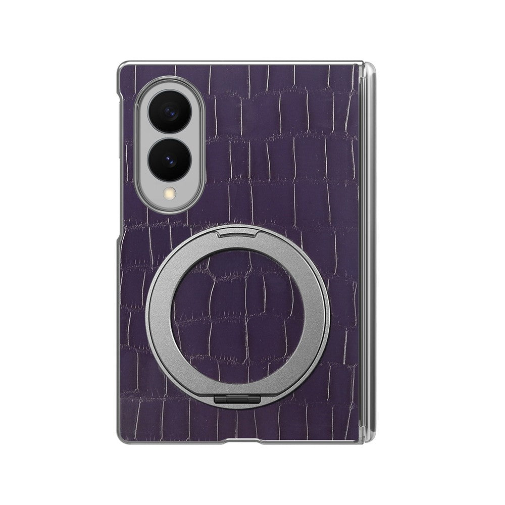 For Samsung Galaxy Z Fold8 Case Rotating Kickstand Magnetic Center Axis Shockproof Crocodile Pattern Leather Back Cover