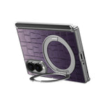 For Samsung Galaxy Z Fold8 Case Rotating Kickstand Magnetic Center Axis Shockproof Crocodile Pattern Leather Back Cover