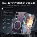 For Samsung Galaxy Z Fold8 Case Rotating Kickstand Magnetic Center Axis Shockproof Crocodile Pattern Leather Back Cover