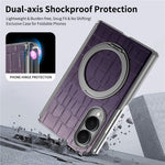 For Samsung Galaxy Z Fold8 Case Rotating Kickstand Magnetic Center Axis Shockproof Crocodile Pattern Leather Back Cover