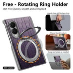 For Samsung Galaxy Z Fold8 Case Rotating Kickstand Magnetic Center Axis Shockproof Crocodile Pattern Leather Back Cover