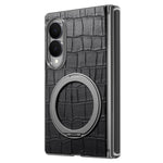 For Samsung Galaxy Z Fold8 Case Rotating Kickstand Magnetic Center Axis Shockproof Crocodile Pattern Leather Back Cover
