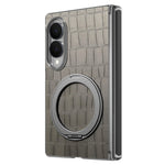For Samsung Galaxy Z Fold8 Case Rotating Kickstand Magnetic Center Axis Shockproof Crocodile Pattern Leather Back Cover