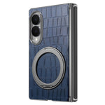 For Samsung Galaxy Z Fold8 Case Rotating Kickstand Magnetic Center Axis Shockproof Crocodile Pattern Leather Back Cover