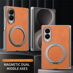 For Samsung Galaxy Z Fold8 Case Magnetic Kickstand Leather + PC Dual-Hinge Protection Phone Cover