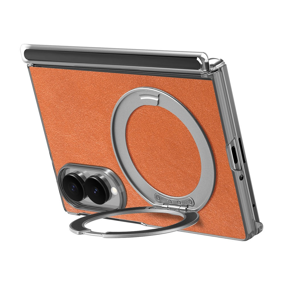 For Samsung Galaxy Z Fold8 Case Magnetic Kickstand Leather + PC Dual-Hinge Protection Phone Cover