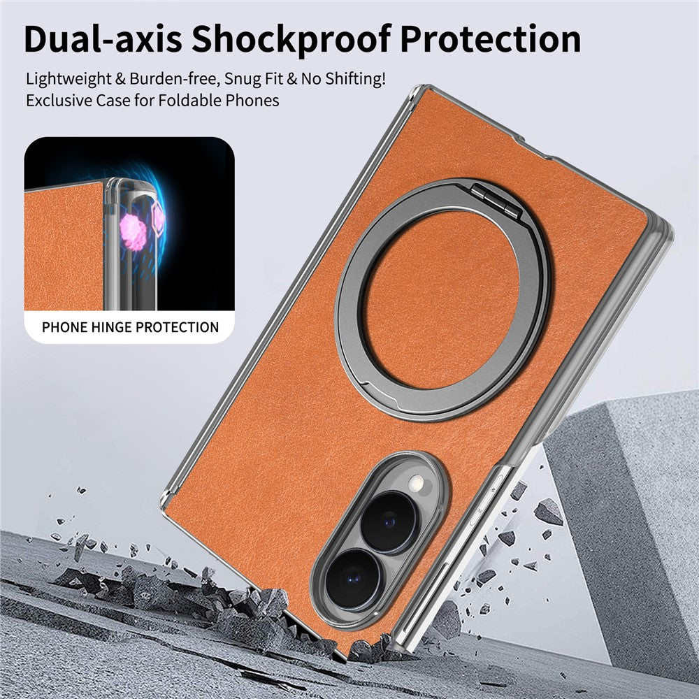 For Samsung Galaxy Z Fold8 Case Magnetic Kickstand Leather + PC Dual-Hinge Protection Phone Cover