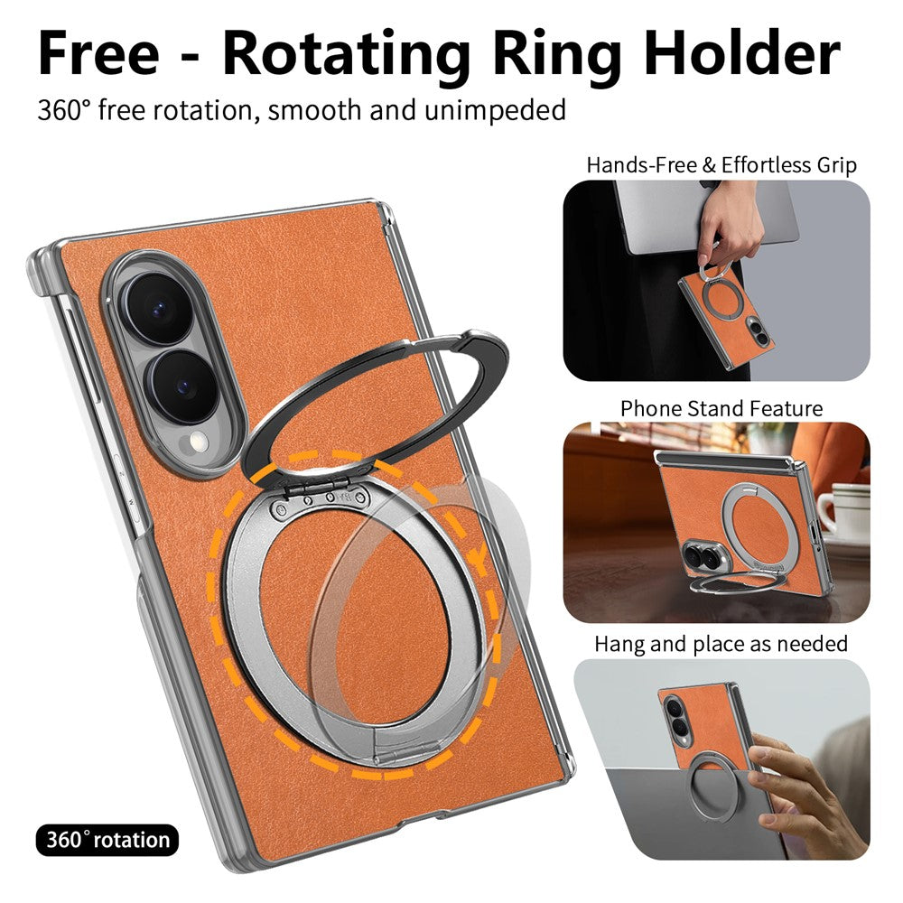 For Samsung Galaxy Z Fold8 Case Magnetic Kickstand Leather + PC Dual-Hinge Protection Phone Cover