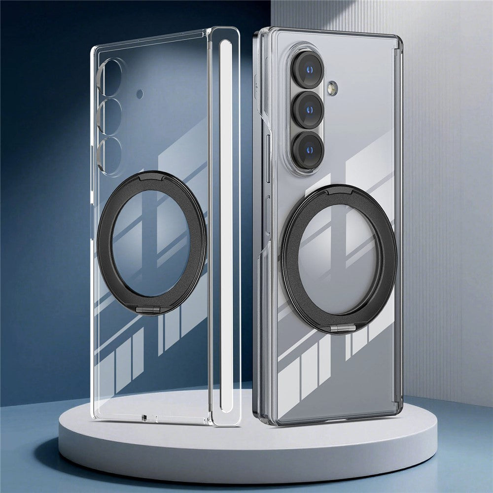 Til Samsung Galaxy Z Fold8 Ultra Cover med Magnetisk Støttefod Gennemsigtigt PC Hængsel Stødabsorberende Telefoncover