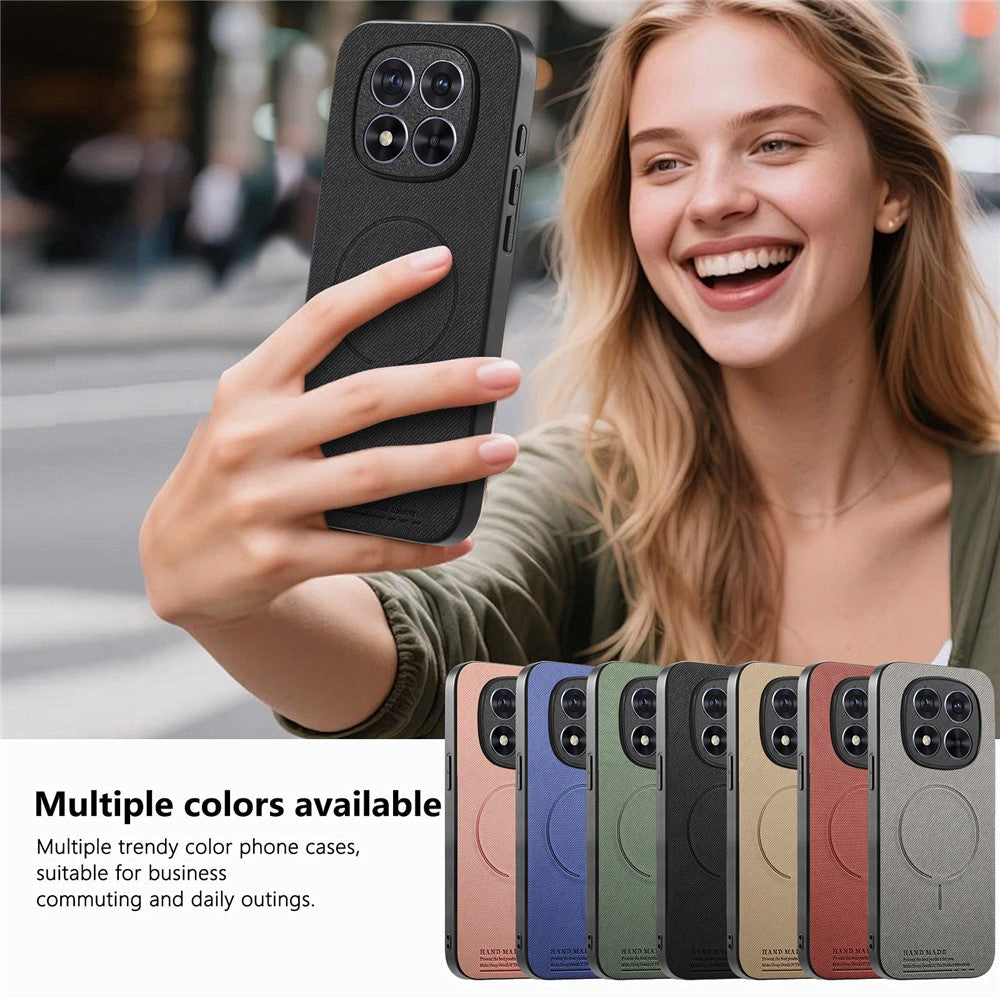 For Xiaomi Redmi Note 15 Pro+ 5G (Global) / Poco M8 Pro 5G Magnetic Case Cloth Texture PC + TPU + PU Leather Anti-Scratch Phone Cover