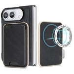 For iPhone Fold Magnetic Case Ultra Thin Card Holder PU Leather Coated TPU Cover