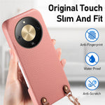 For Honor X70 5G / X9d 5G / Magic8 Lite 5G Litchi Pattern Case with Lanyard Shockproof PC PU Leather Cover