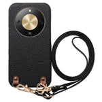 For Honor X70 5G / X9d 5G / Magic8 Lite 5G Litchi Pattern Case with Lanyard Shockproof PC PU Leather Cover