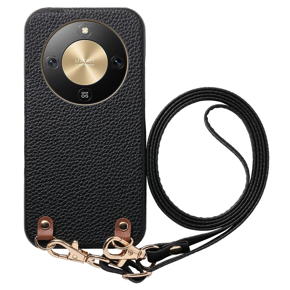 For Honor X70 5G / X9d 5G / Magic8 Lite 5G Litchi Pattern Case with Lanyard Shockproof PC PU Leather Cover