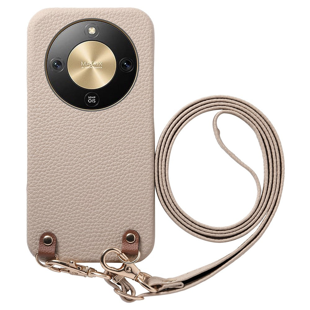 For Honor X70 5G / X9d 5G / Magic8 Lite 5G Litchi Pattern Case with Lanyard Shockproof PC PU Leather Cover