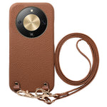 For Honor X70 5G / X9d 5G / Magic8 Lite 5G Litchi Pattern Case with Lanyard Shockproof PC PU Leather Cover