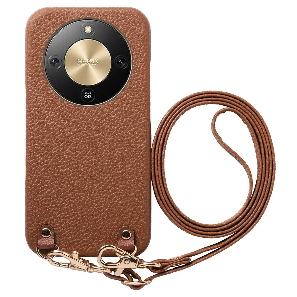 For Honor X70 5G / X9d 5G / Magic8 Lite 5G Litchi Pattern Case with Lanyard Shockproof PC PU Leather Cover