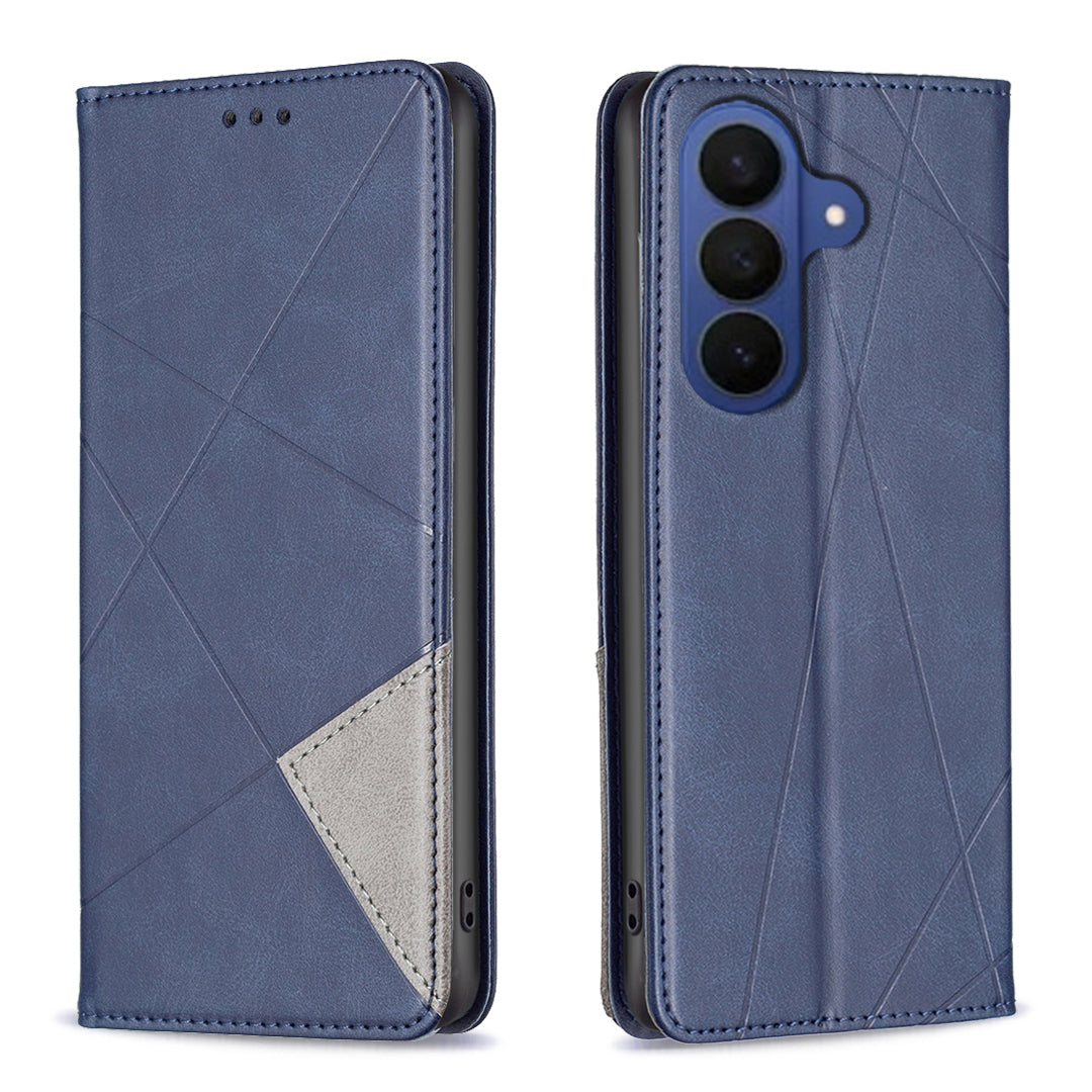 For Samsung Galaxy S26 FE Case Card Slots Geometry Imprint Leather Phone Cover