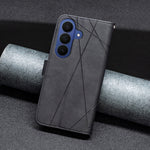 BINFEN COLOR for Samsung Galaxy S26 FE Phone Case Wallet Stand Geometry Imprinted Leather Cover