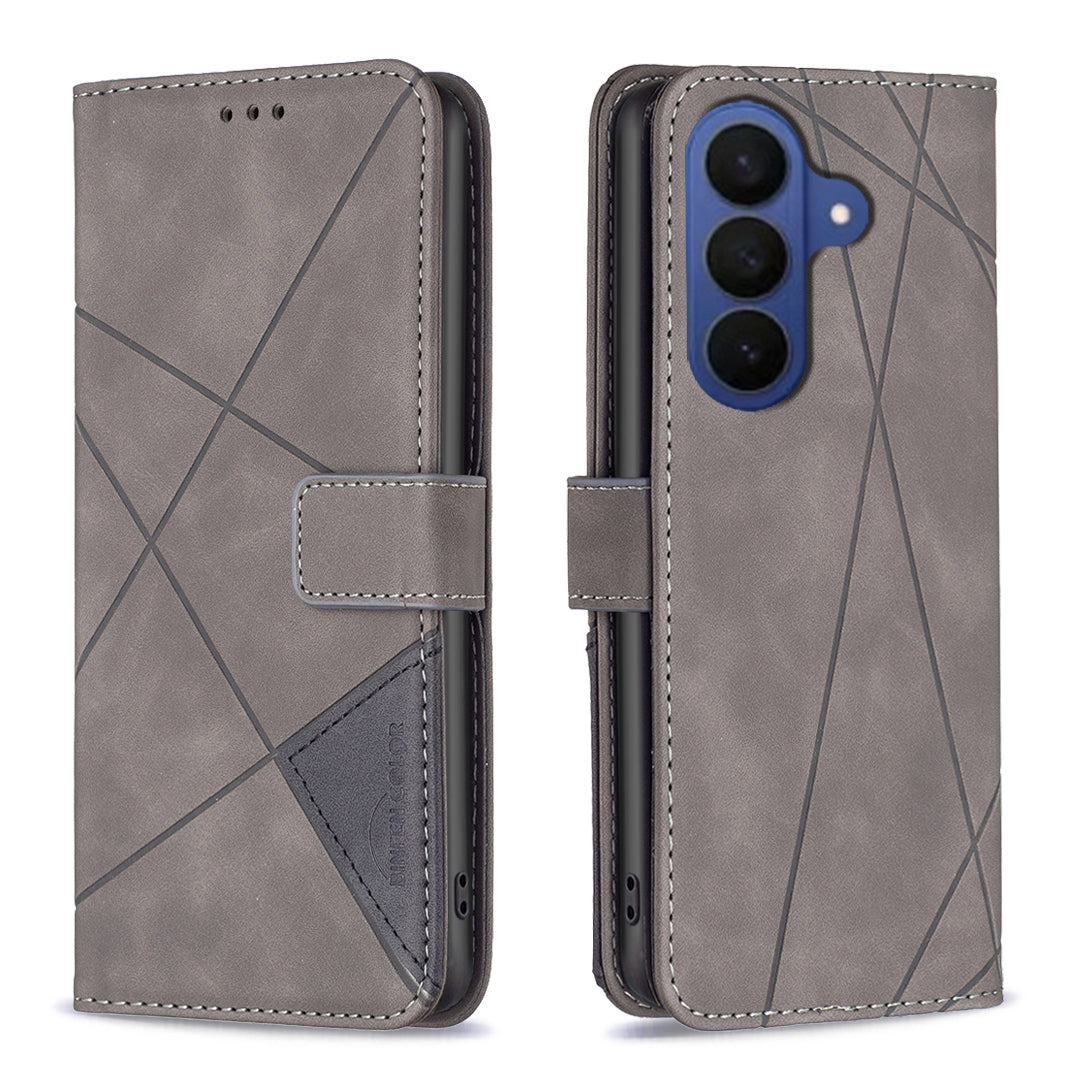 BINFEN COLOR for Samsung Galaxy S26 FE Phone Case Wallet Stand Geometry Imprinted Leather Cover