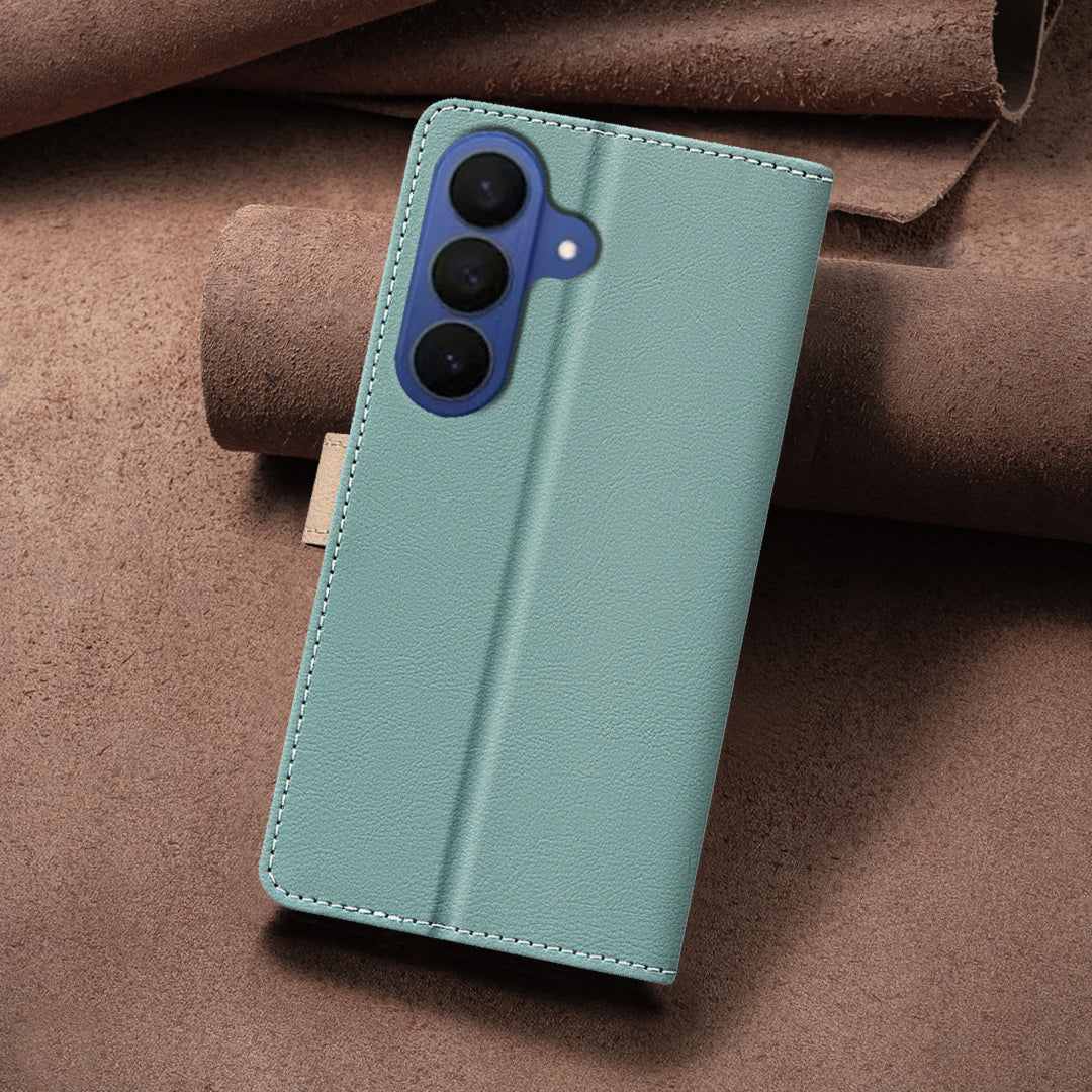 BINFEN COLOR til Samsung Galaxy S26 FE Lædercover, splejsefarve RFID-blokerende pung stativ telefoncover