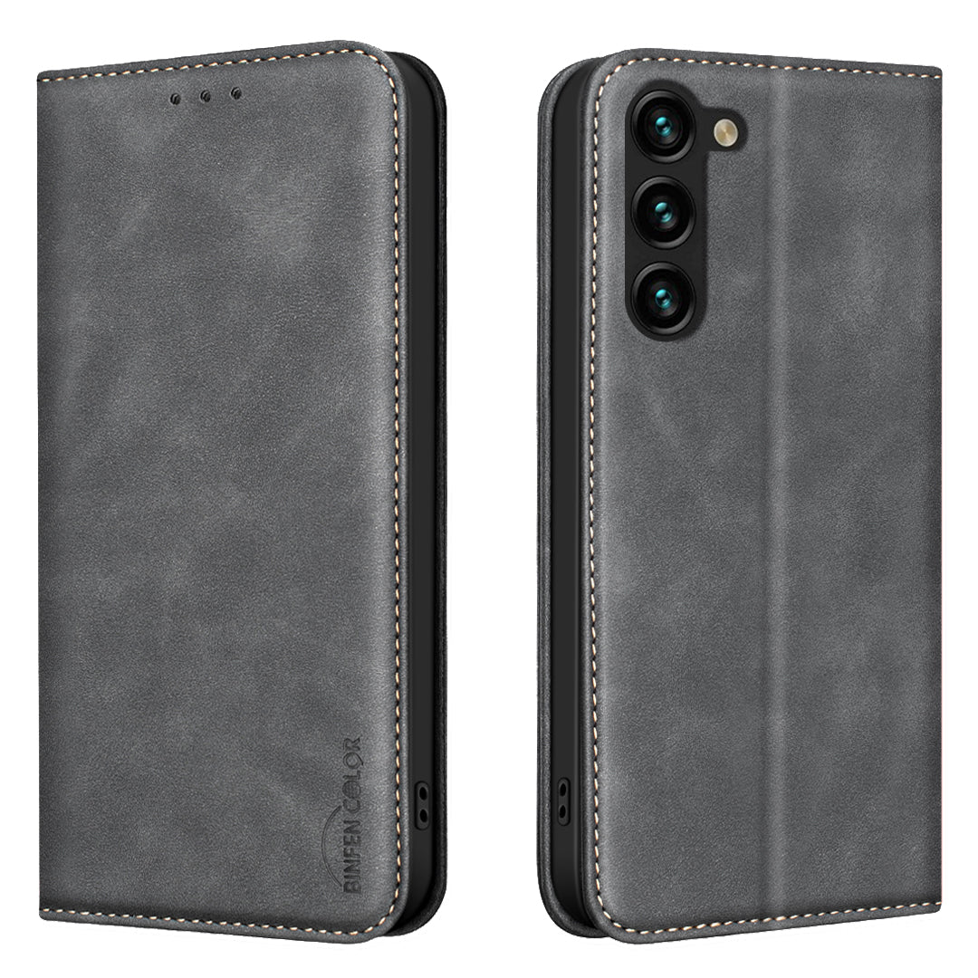 BINFEN COLOR til Samsung Galaxy S26 FE RFID-blokerende PU-lædertelefoncover med kalvetekstur