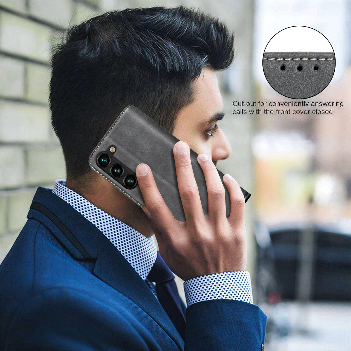 BINFEN COLOR til Samsung Galaxy S26 FE RFID-blokerende PU-lædertelefoncover med kalvetekstur