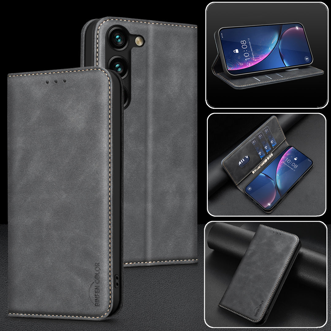 BINFEN COLOR til Samsung Galaxy S26 FE RFID-blokerende PU-lædertelefoncover med kalvetekstur