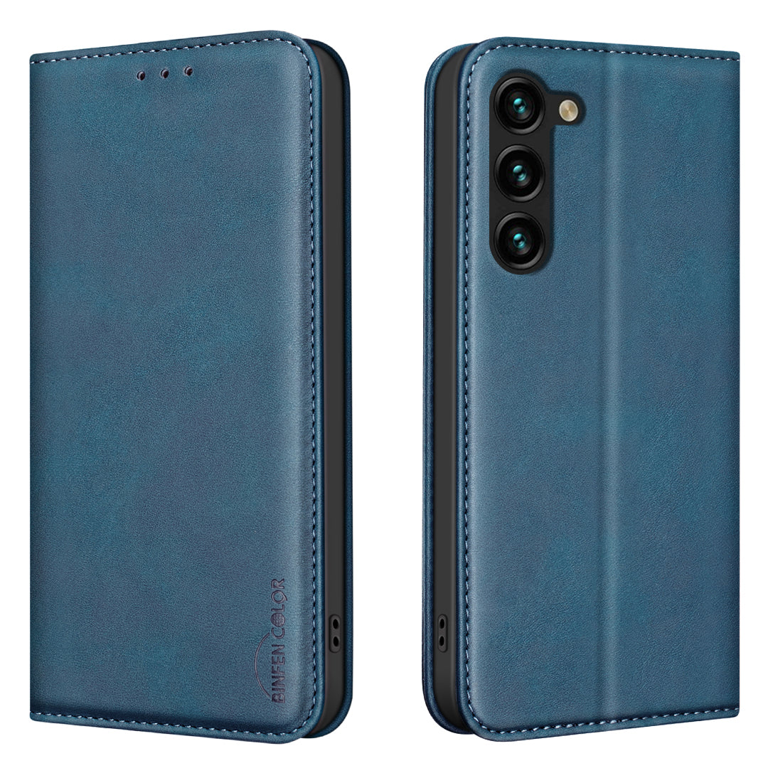 BINFEN COLOR til Samsung Galaxy S26 FE RFID-blokerende PU-lædertelefoncover med kalvetekstur
