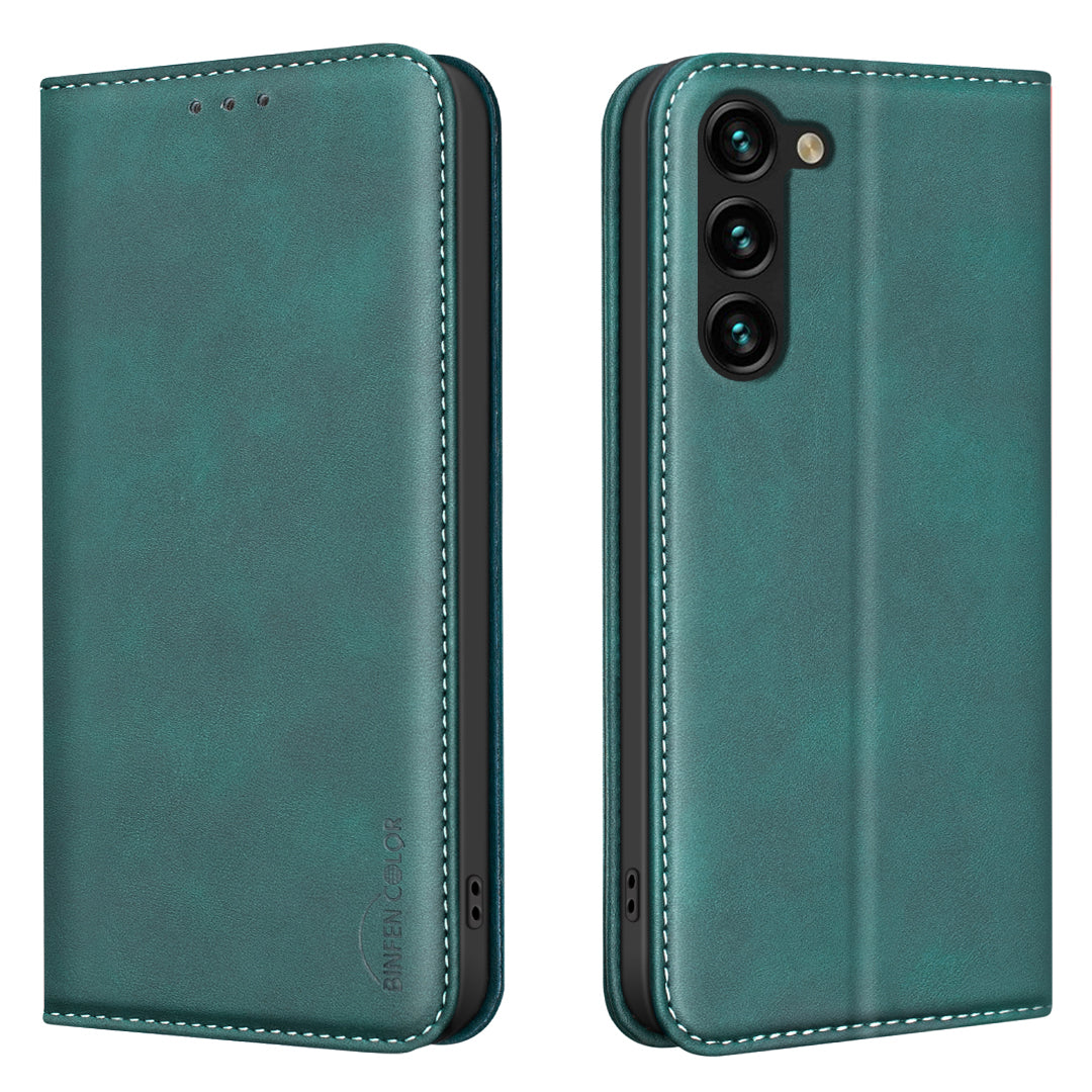 BINFEN COLOR til Samsung Galaxy S26 FE RFID-blokerende PU-lædertelefoncover med kalvetekstur